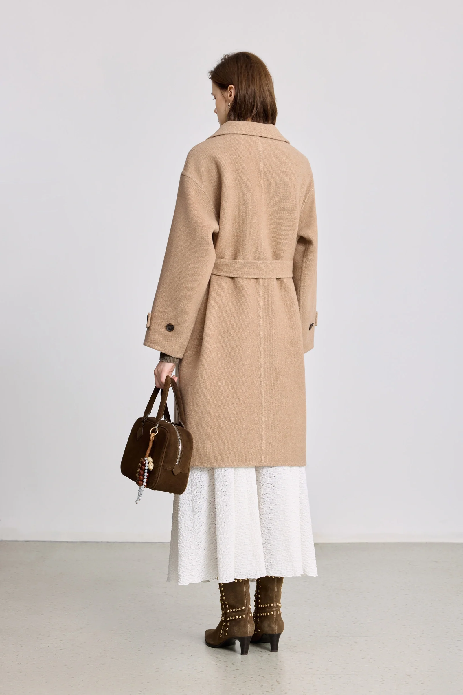 LILY Wool-Silk Belted Camel Coat - Image 4