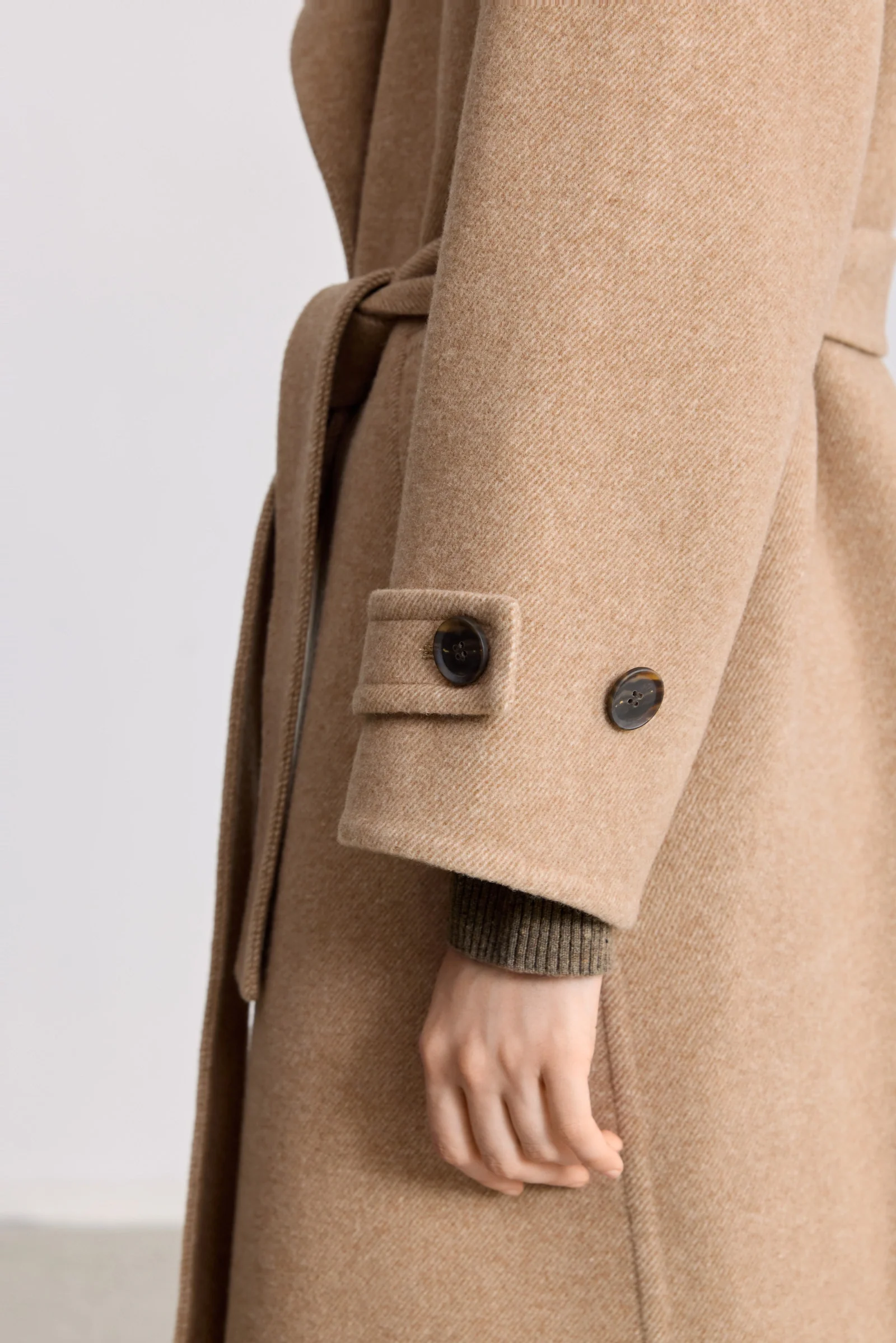 LILY Wool-Silk Belted Camel Coat - Image 8