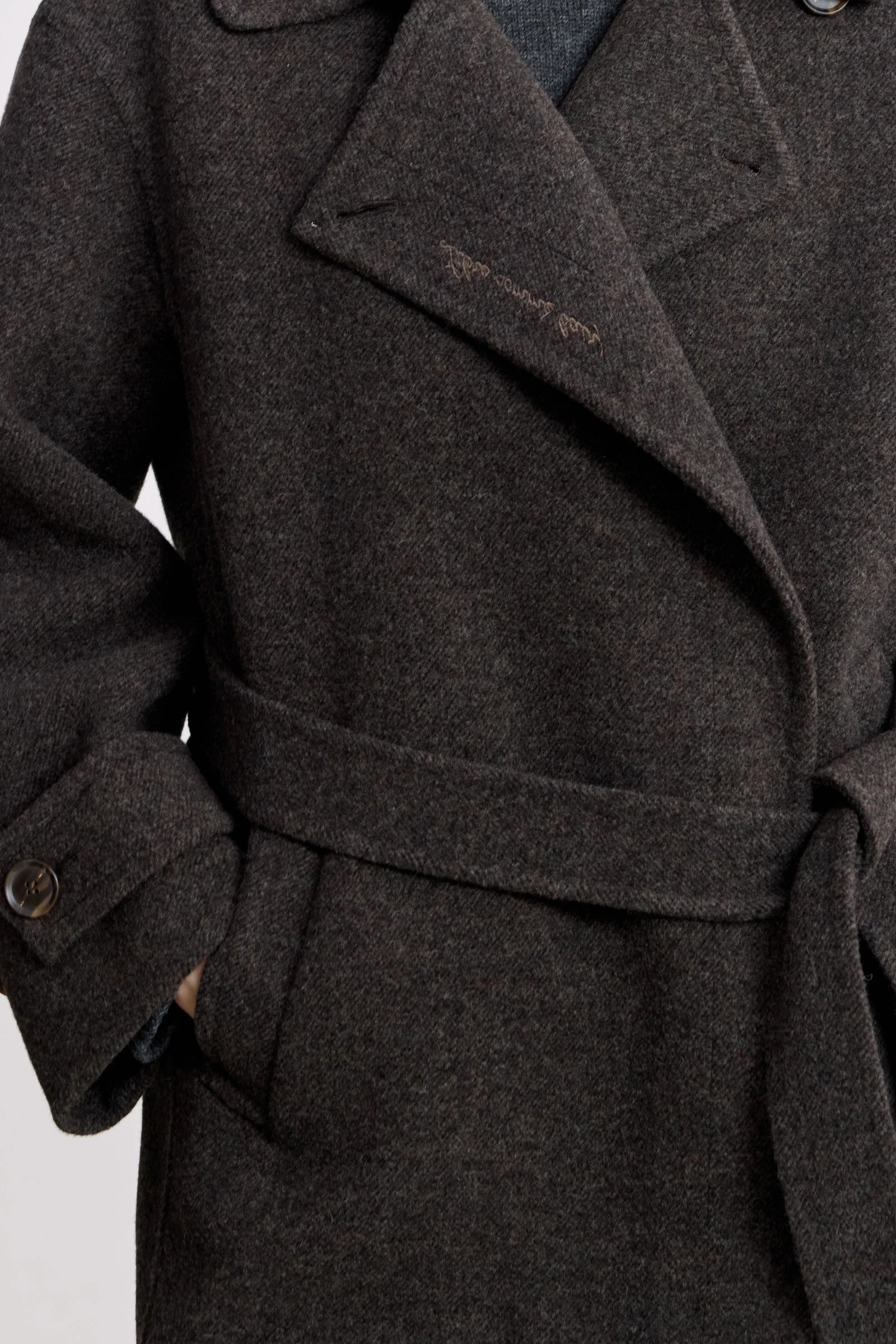 LILY Wool-Silk Funnel Neck Belted Coat - Image 7