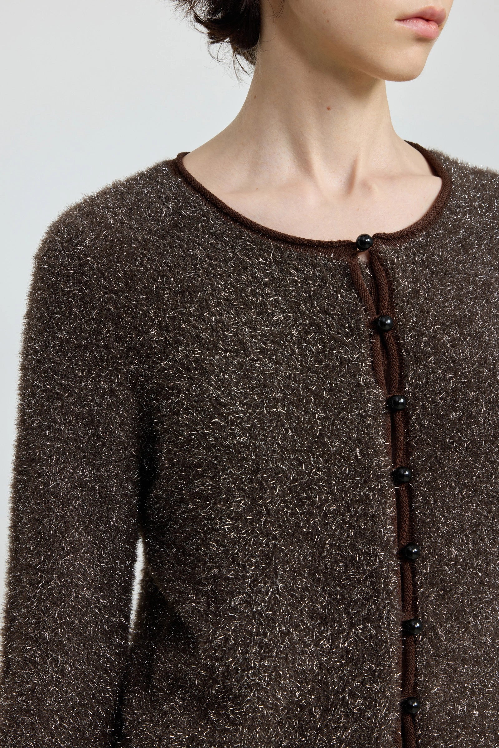 Metallic Feather Yarn Cardigan - Image 7