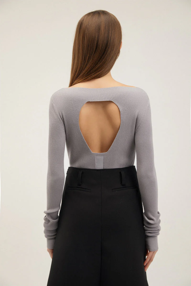Open-Back Ribbed Wool Top