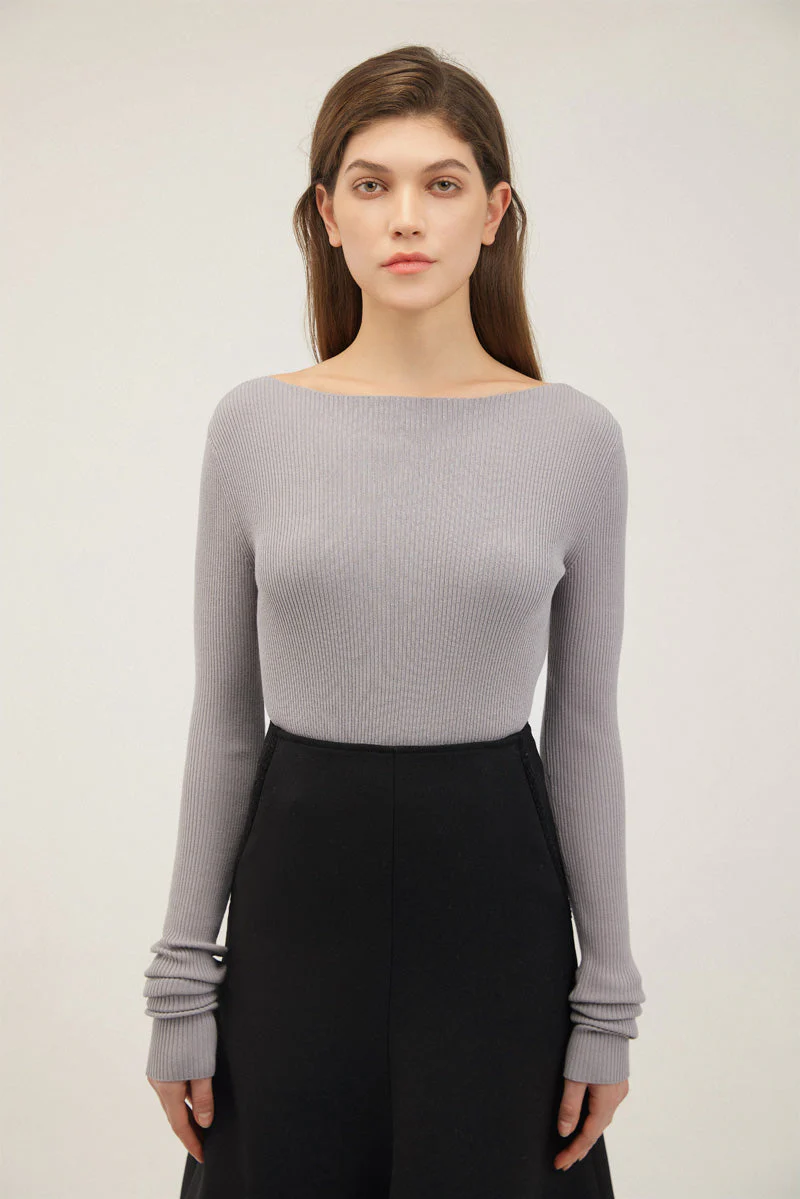 Open-Back Ribbed Wool Top - Image 2
