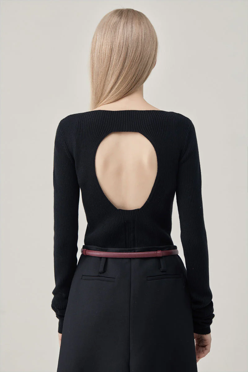 Open-Back Ribbed Wool Top - Image 6