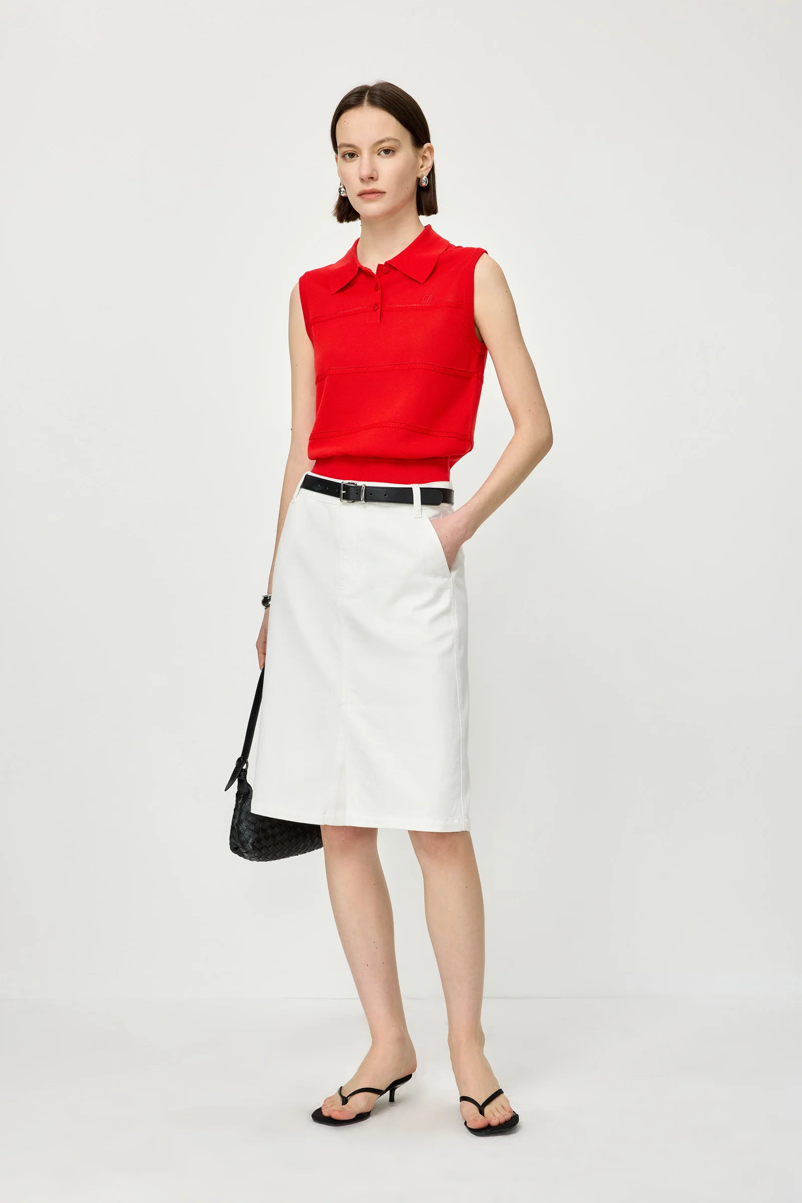 Sleeveless Polo Knit Top - Image 3