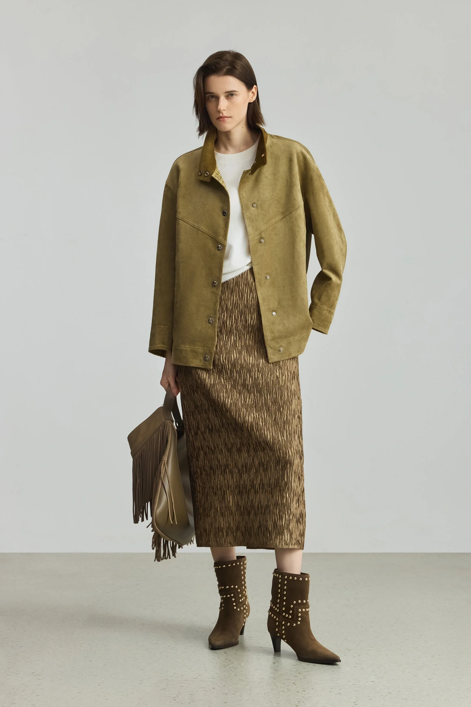 Suede-Feel Plaid Corduroy Jacket - Image 3