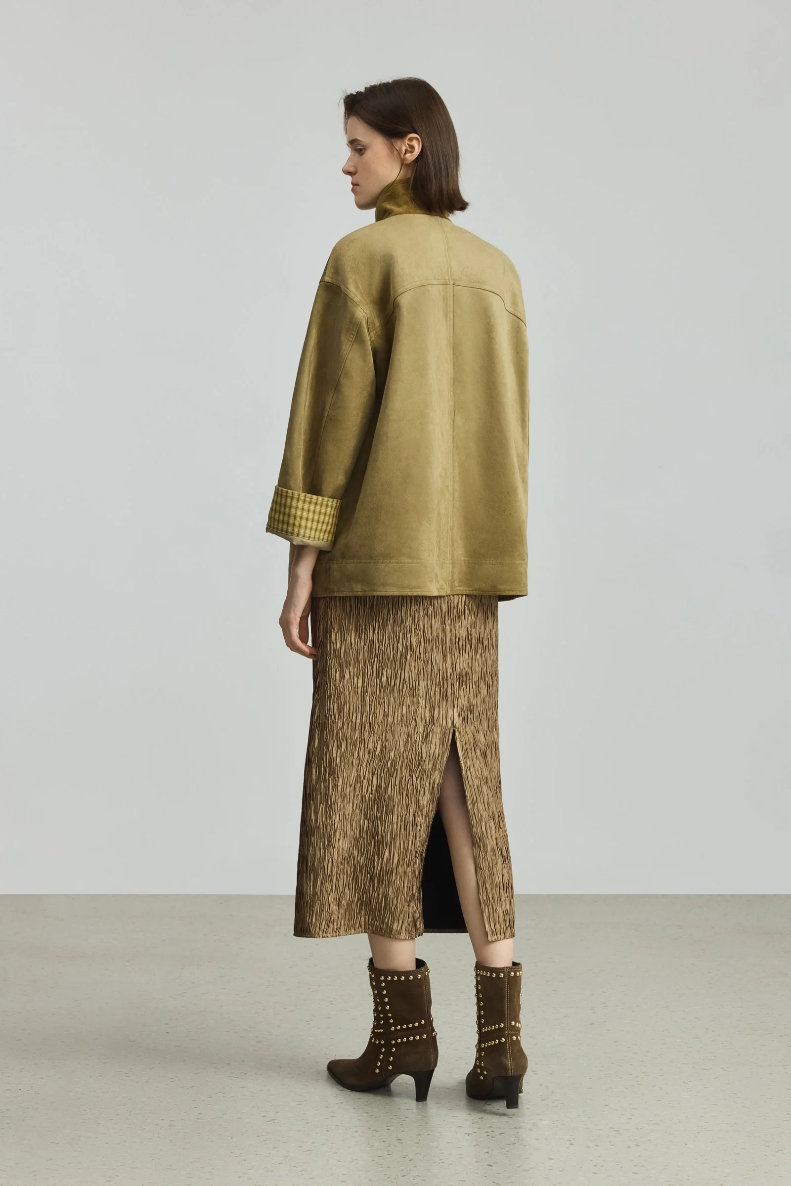 Suede-Feel Plaid Corduroy Jacket - Image 5