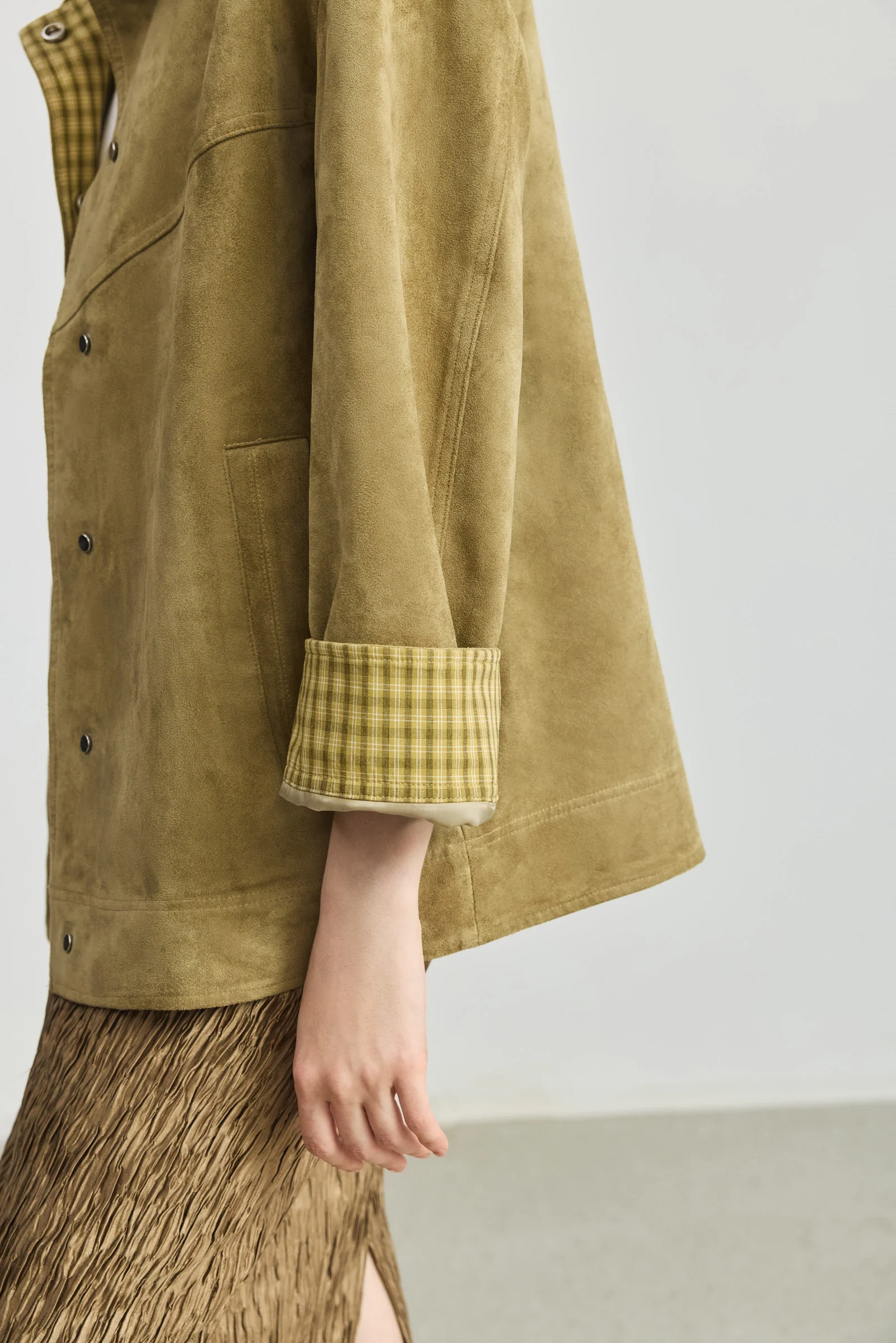 Suede-Feel Plaid Corduroy Jacket - Image 7