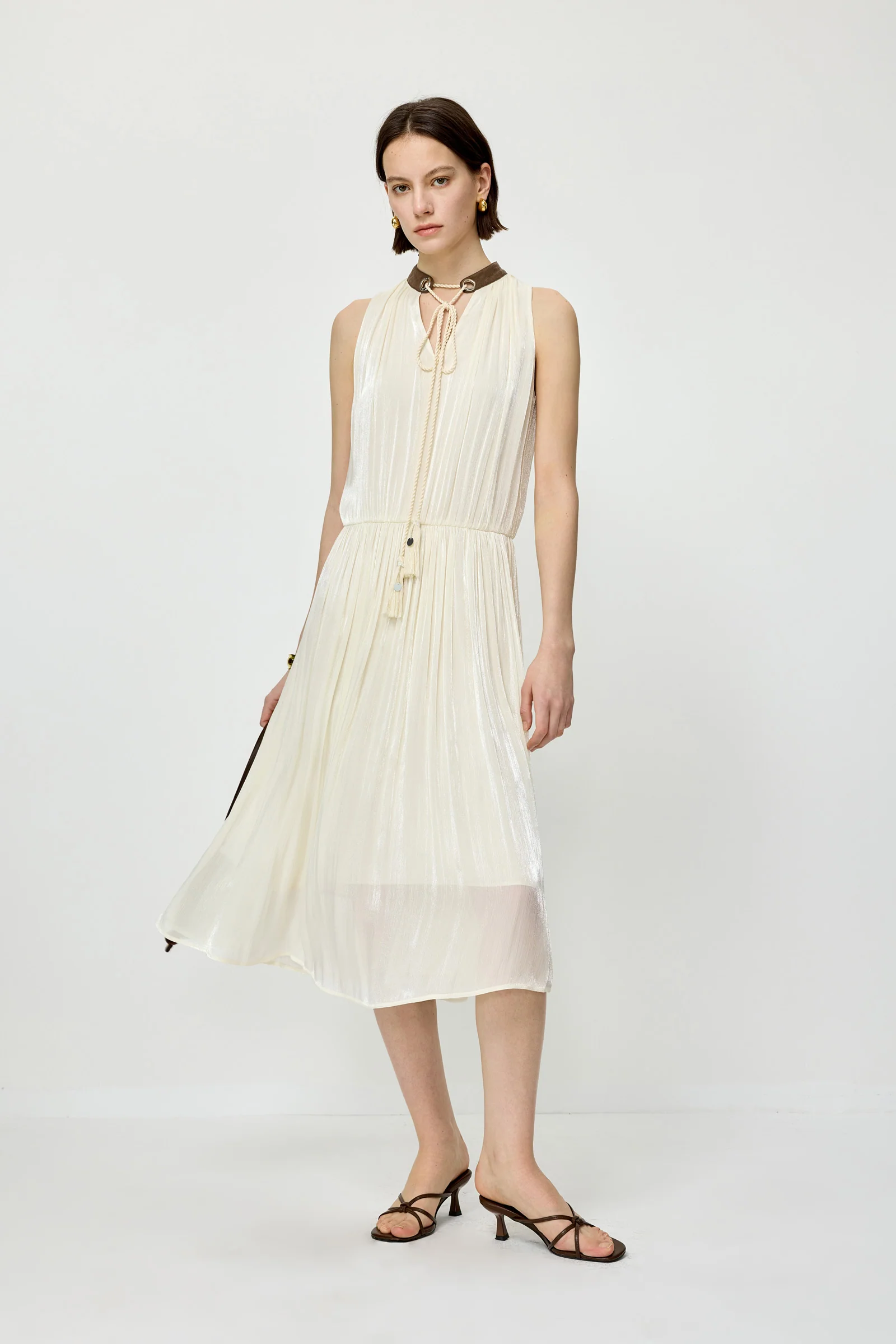 Tie-Neck Fringe Midi Dress - Image 3
