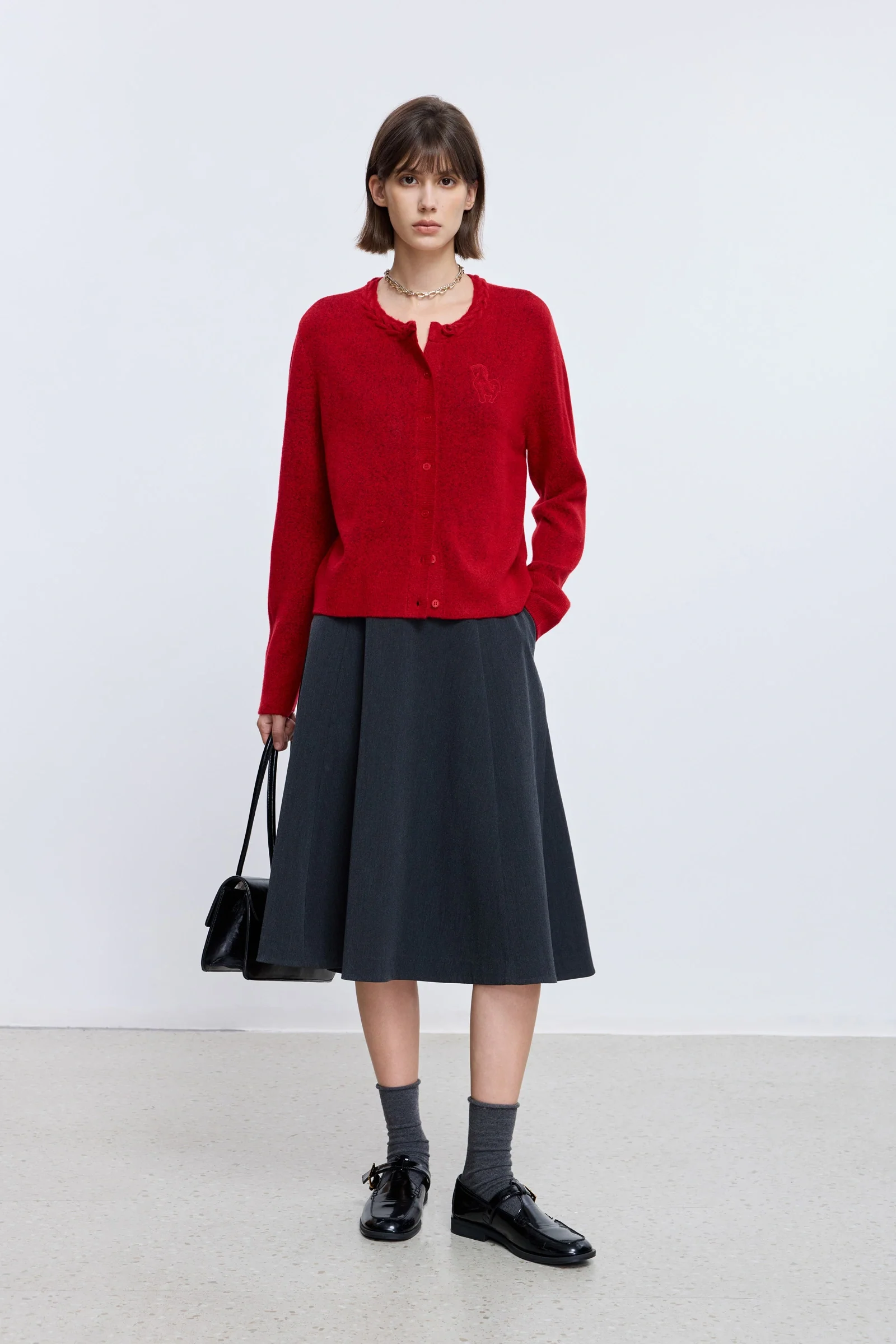 Wool-Blend Cable Knit Cardigan - Image 2