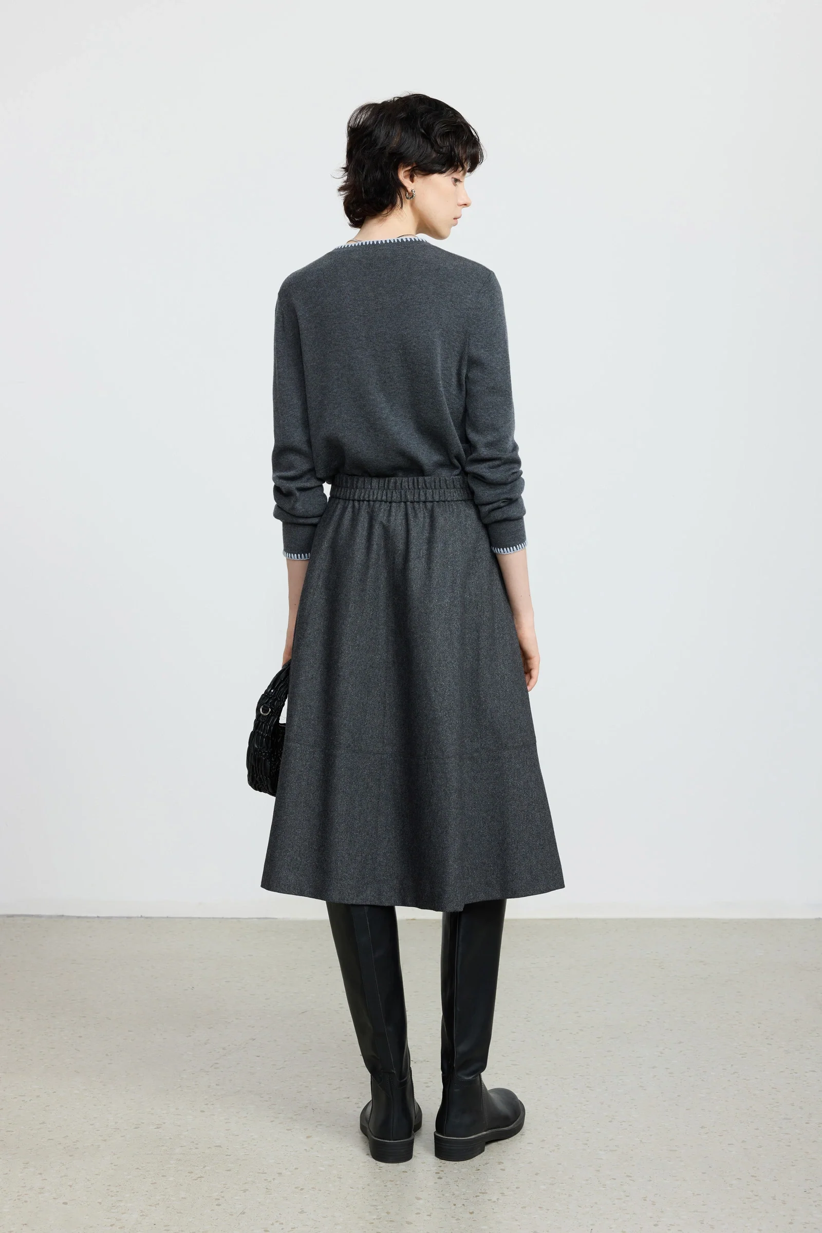 Wool-Blend Flared Midi Skirt - Image 4
