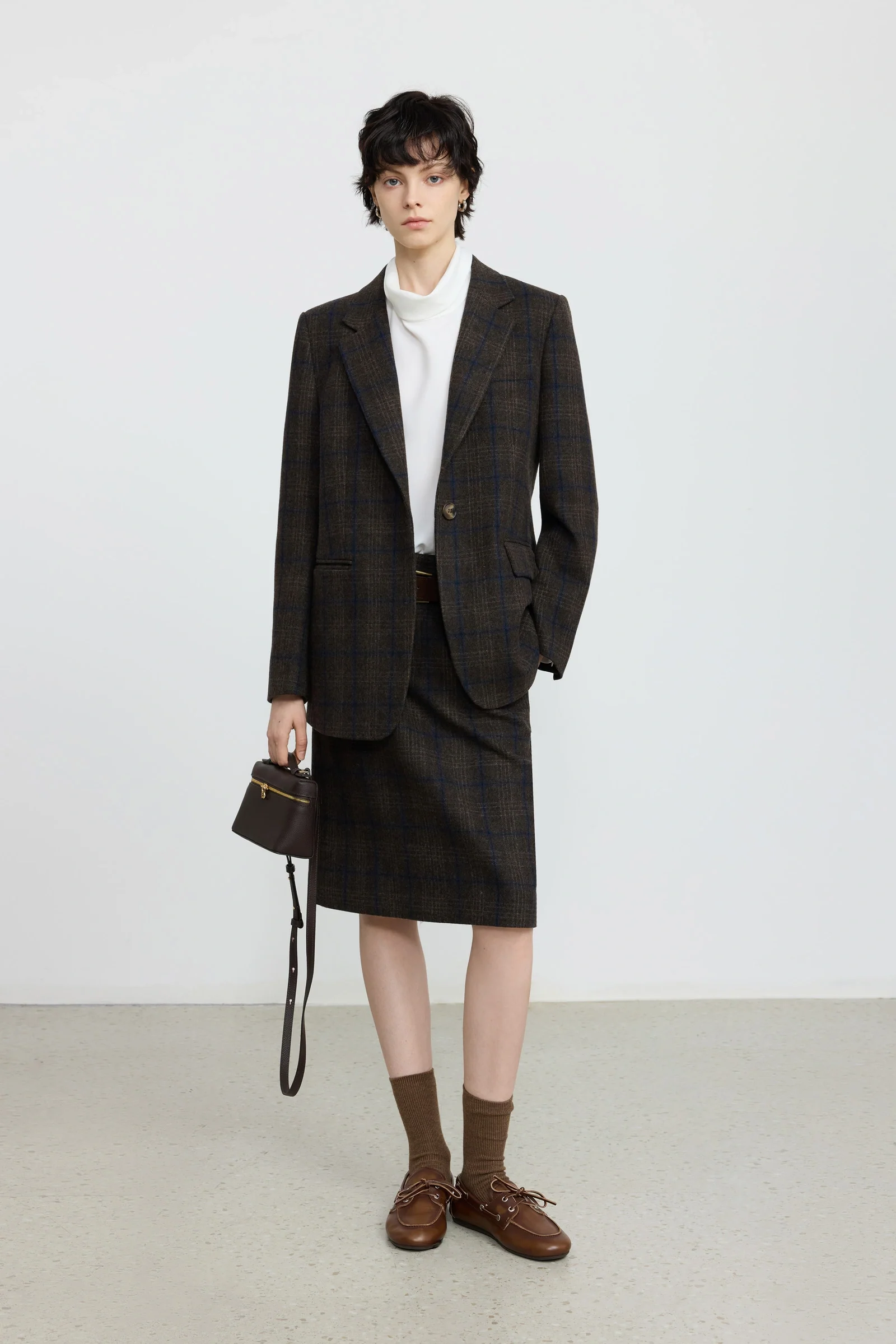 Wool-Blend Plaid Belted Skirt - Image 4