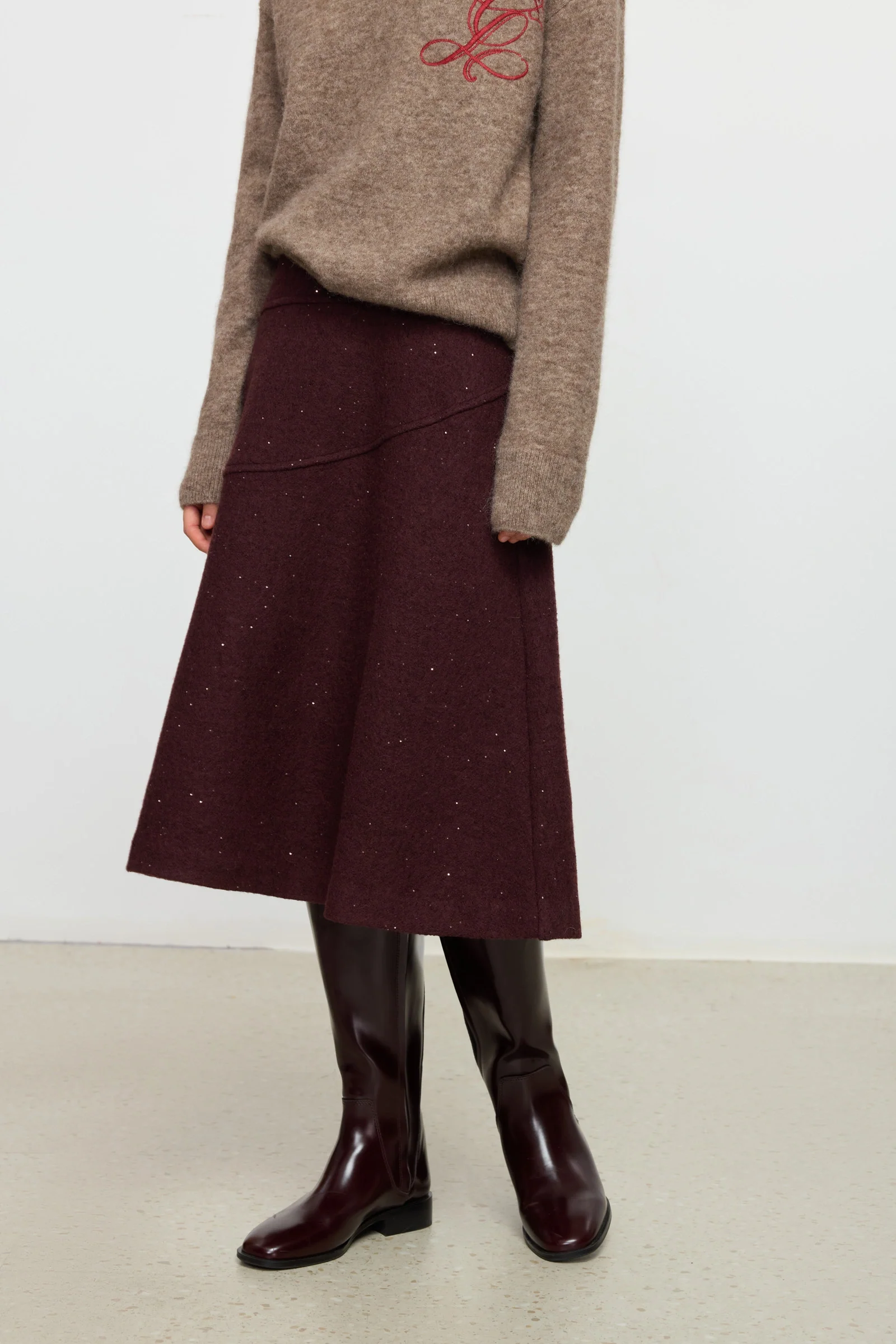 Wool-Blend Textured Midi Skirt - Image 5