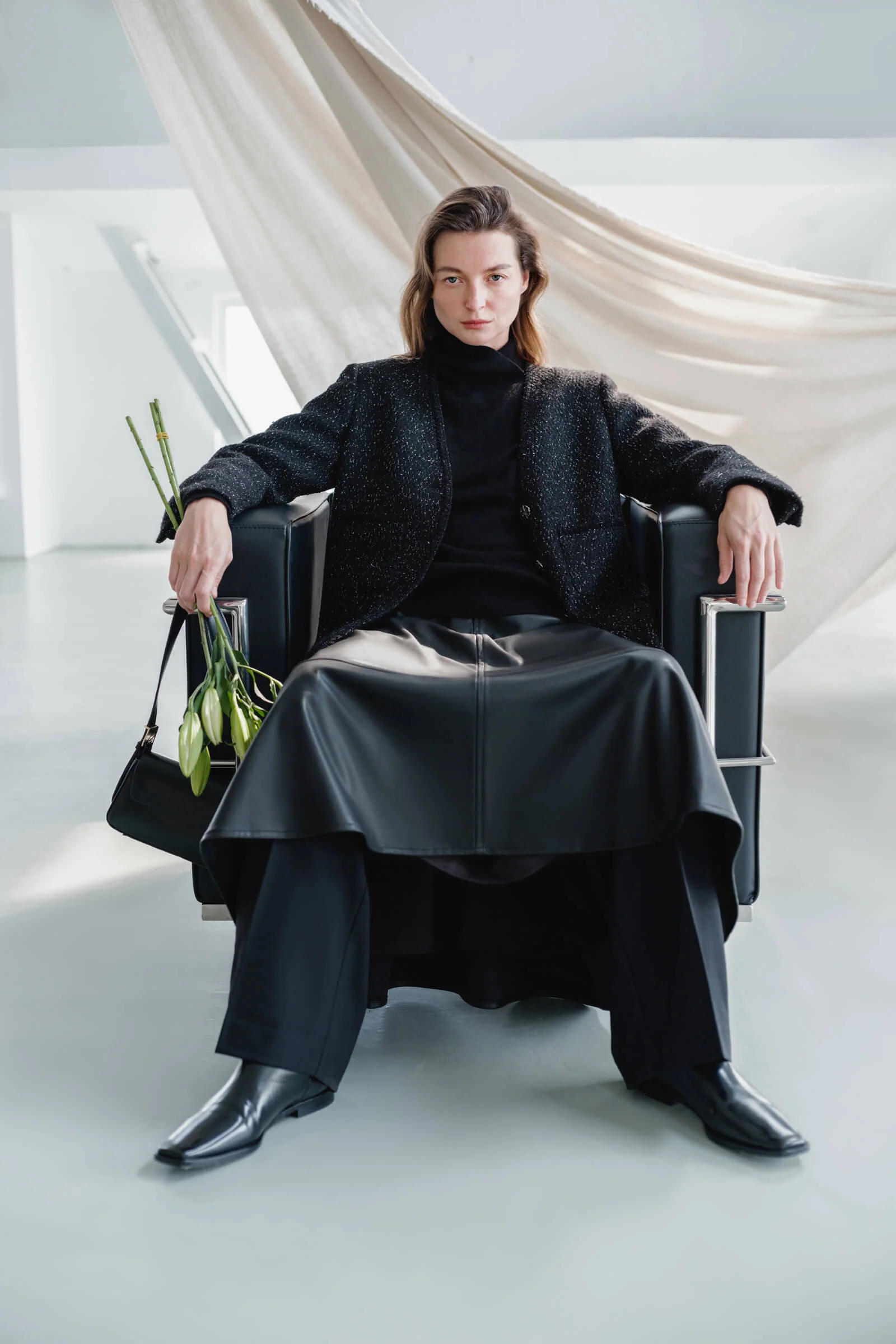 Wool High-Waisted Wide-Leg Trousers - Image 3